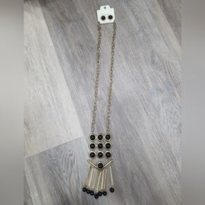 Mia Collection Gold Tone & Black Earring & Pendant Necklace Set - New In Package